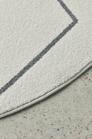 Lola Paradise Cream & Grey Modern Diamond Pattern Round Rug